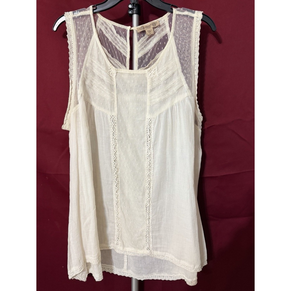 SZ L Vintage America Ivory Lace Sleeveless Top (A3232)